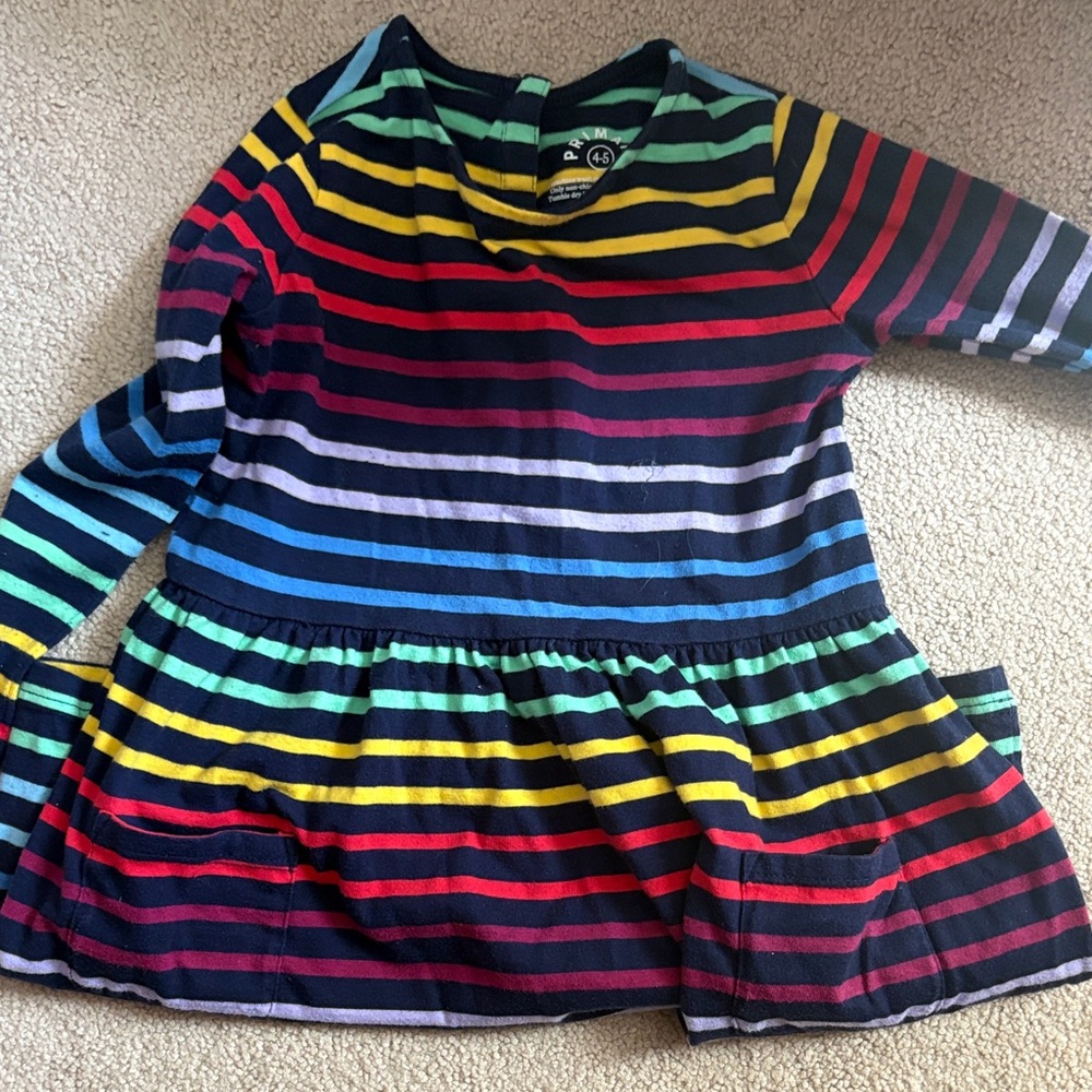 Primary Multicolor Striped Kids Dress